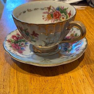 3/$15  China Teacup and Saucer with Gold Accents